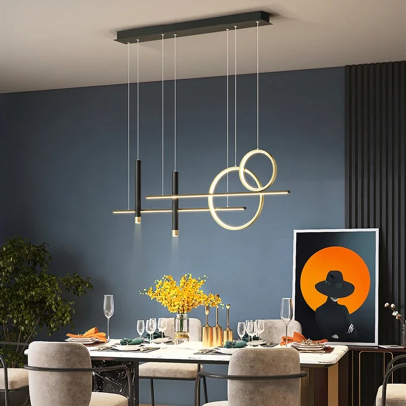 Imagem -05 - Alumínio Double Pole Ceiling Chandelier Luzes Led Pendant Preto e Dourado Fixture Quarto e Sala de Estar Bar e Decoração 2024