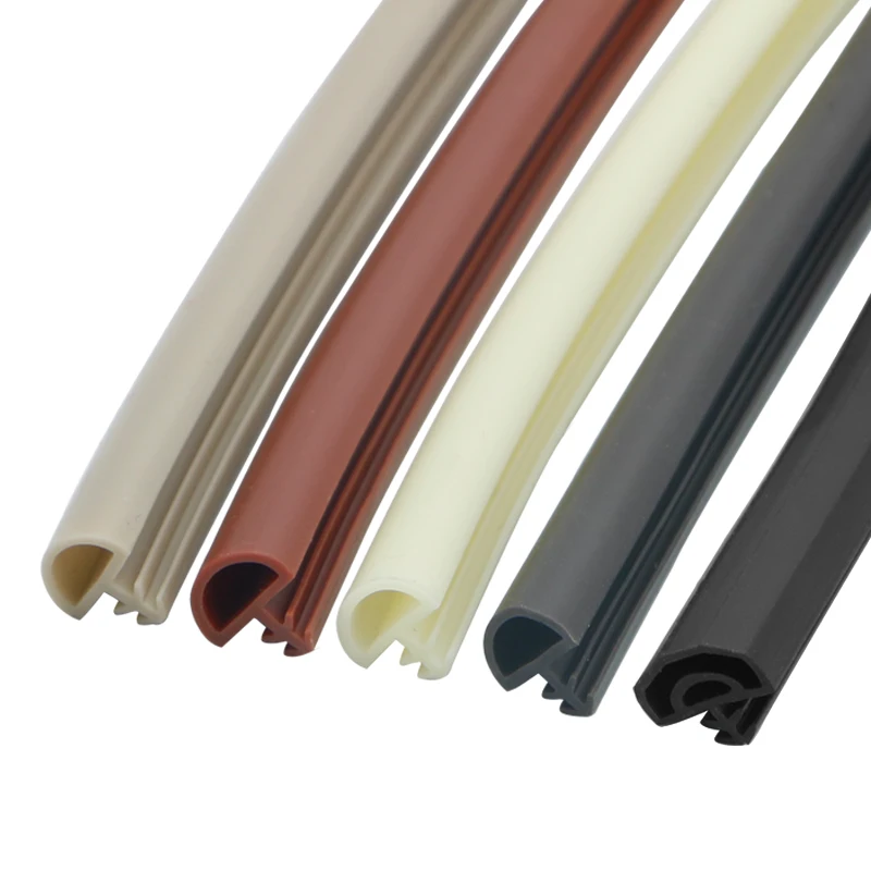 Silicone Rubber Gasket Seal Strip for Wooden Door Insert Slot Sealing Strip White Coffee Brown Gray Beige Black