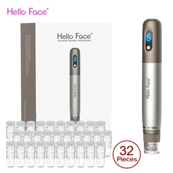 Hello Face Micro ago Derma pen H3 Uso domestico Applicatore automatico wireless per siero Aggiungi 32 aghi Volume Cartuccia da 3 ml