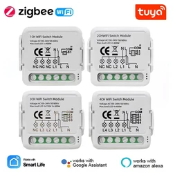 IHSENO-Módulo de interruptor Tuya ZigBee/Wifi Smart Home, interruptor de luz DIY, 1-4 entradas, admite Control de 2 vías, funciona con Alexa y Google Home