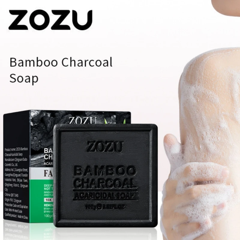 100g*2 Pieces of Bamboo Charcoal Essential Oil Handmade Soap, Deep Cleansing, Soothing and Nourishing, Non-Tightening, Brightens Skin Tone, Improves Dull Skin, Tightens and Moisturizes, Flawless Skin