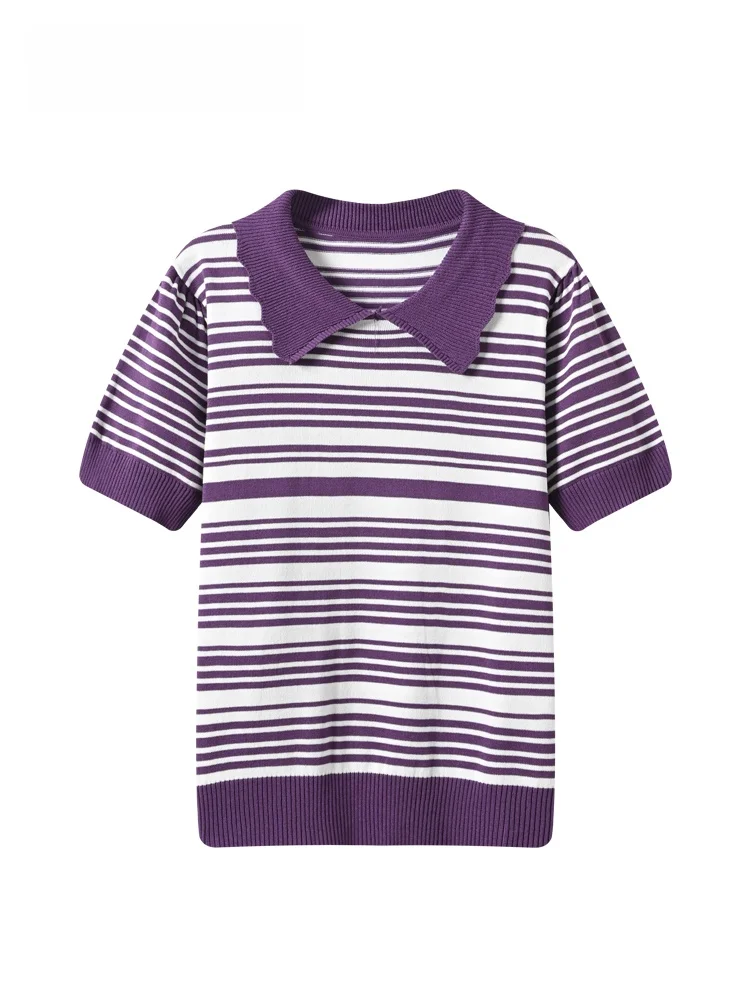 

Cara CLUB plus Size Women's T-Shirt Short Sleeve Striped Casual Slimming Top Breathable Comfortable Spring Summer New Arrival