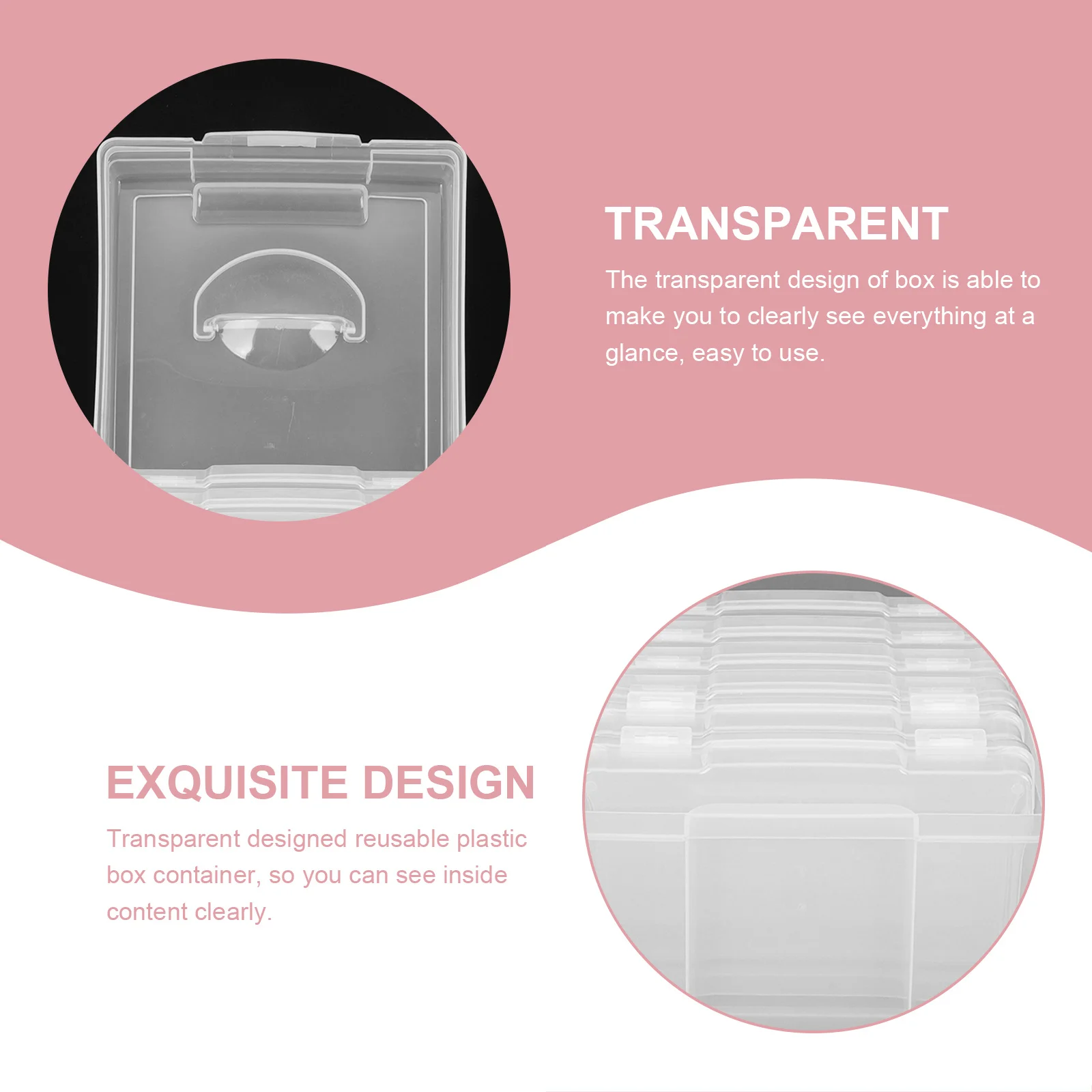 

1 set 1 Set Transparent Reusable Plastic Photo Storage Box For Small Parts Fasteners Screws Nails Greeting Cards Craft Supplies