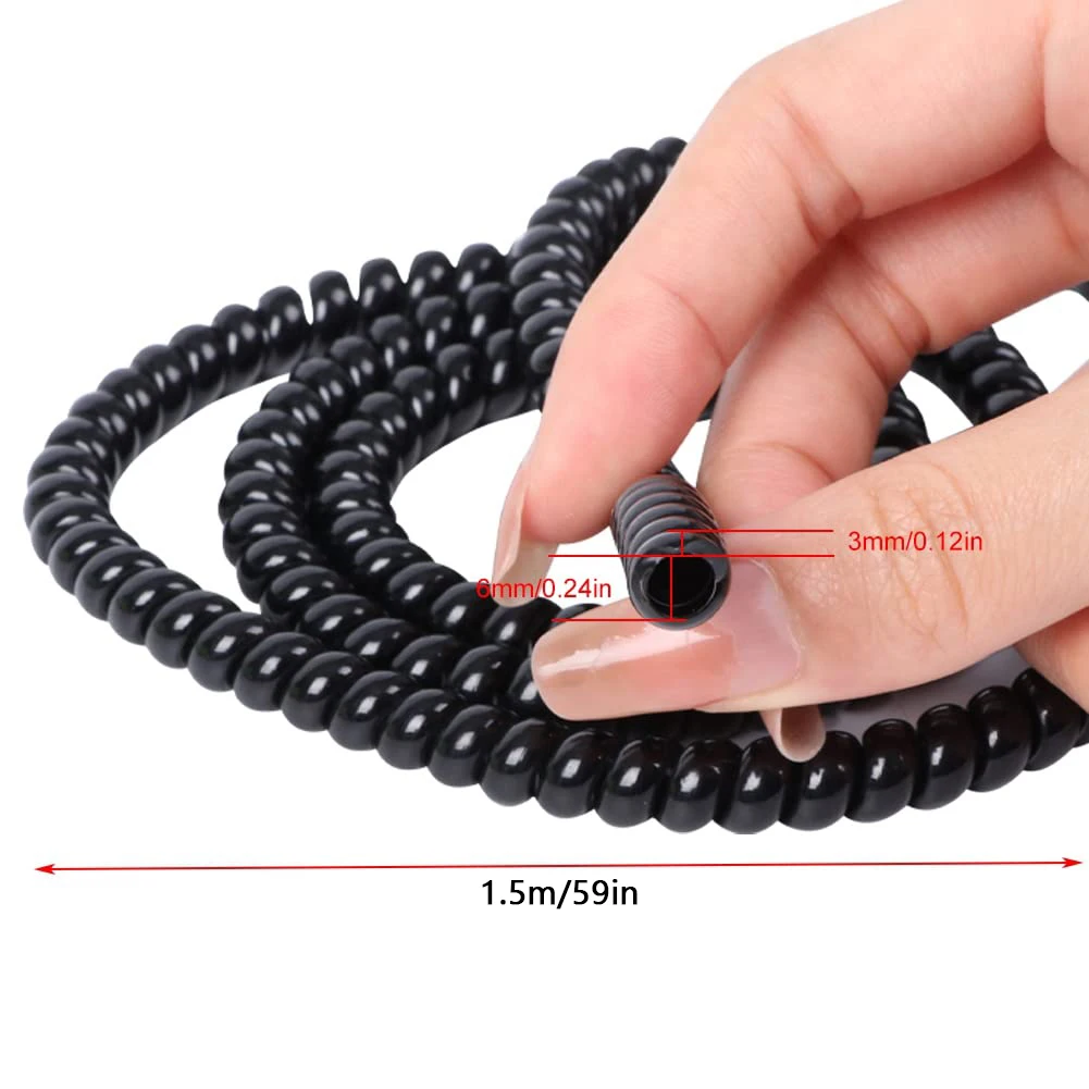 1Pack 1.5m Electric Bike Cable Tube Protector Spiral Wrap Cable Wire Protector Sleeve Black for Scooters Motorcycles