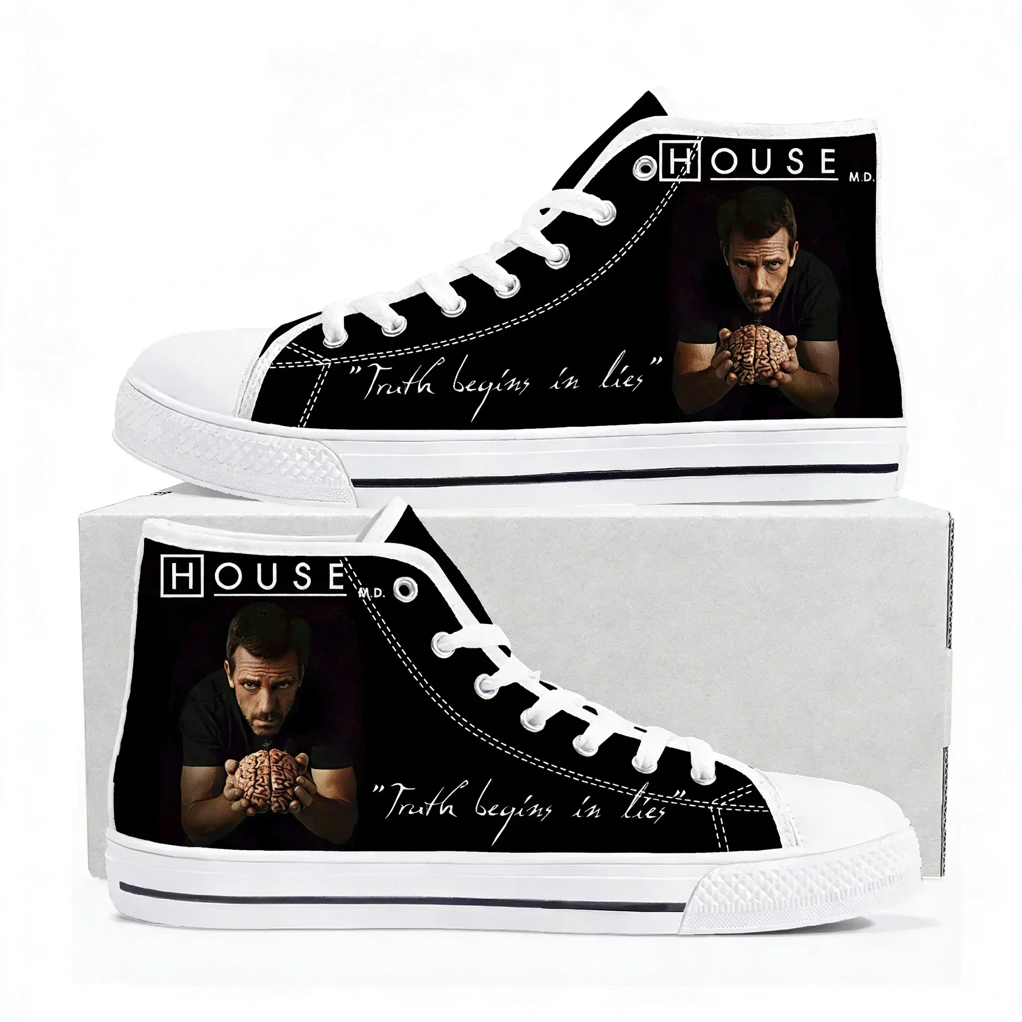 

House M.D. High Top Sneakers Mens Womens Teenager High Quality Hugh Laurie Canvas Sneaker couple Shoe Casual Custom Made Shoes