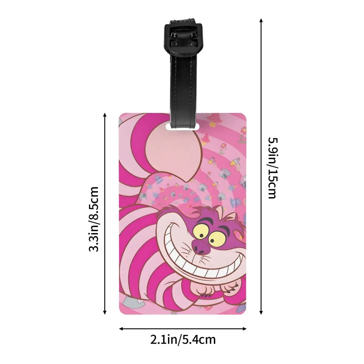 Etiqueta de equipaje personalizada con Collage de gato de Cheshire, protección de privacidad, etiquetas de equipaje, etiquetas de bolsa de viaje, maleta
