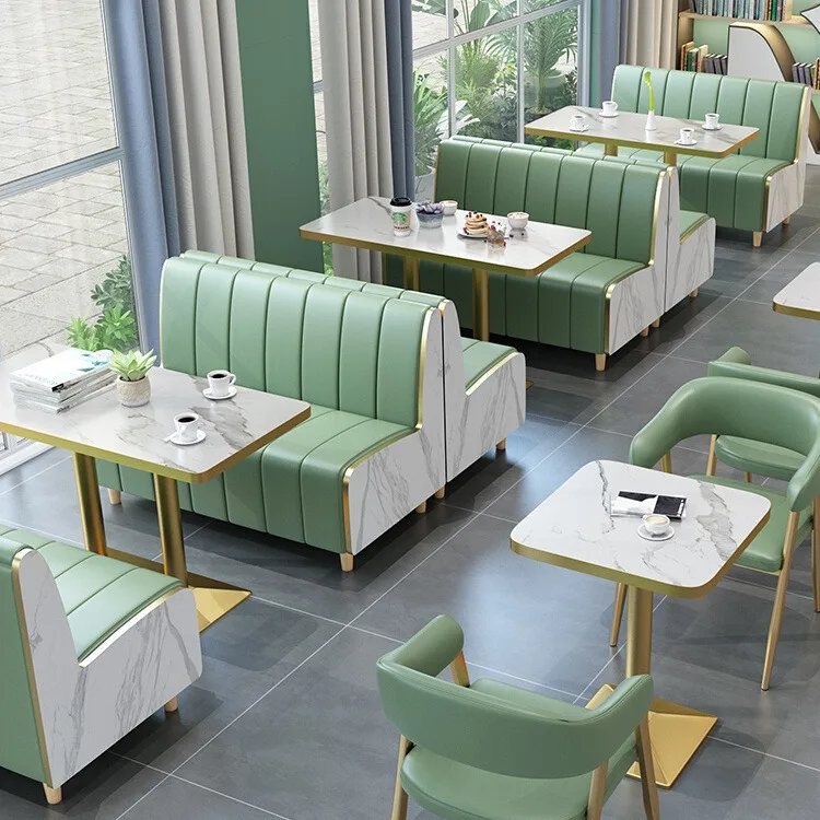 

Commercial furniture Hamburger dessert snack fast food cafe table and chair combination commercial dining furniture booth sofa