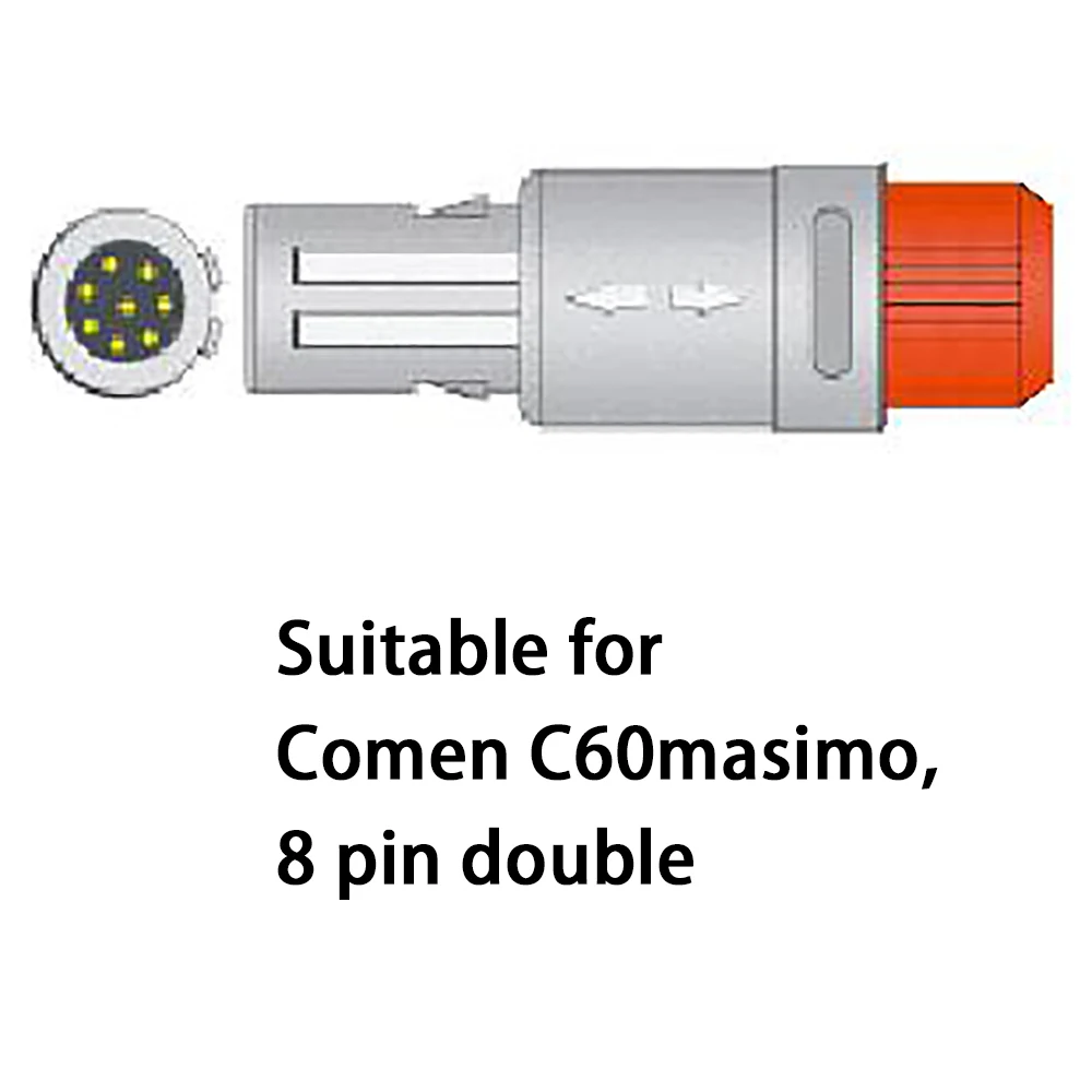 Compatible Comen C60 Masimo,8 Pin Double Slot SPO2 Probe Sensor Monitor Blood Oxygen Sensor, Vital Signs Data Monitoring