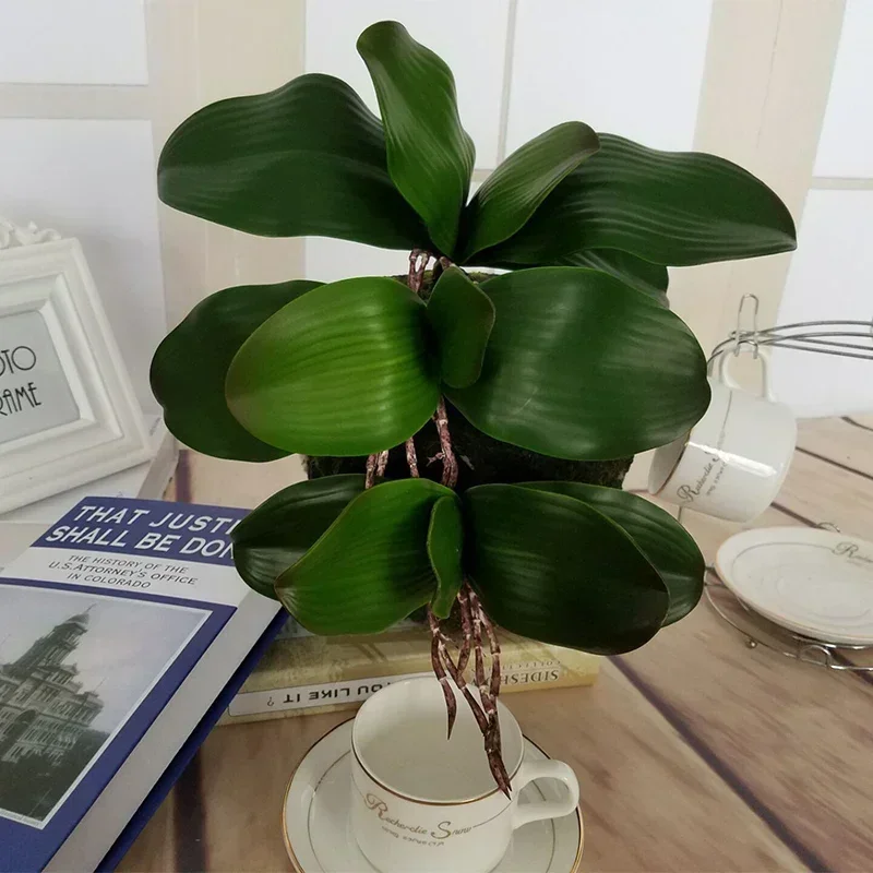 Artificial Plant Leaf Real Touch Phalaenopsis Orchid Plastic Leaves Fake Plant Green Leaf Decorative Green Plant Simulation Leaf