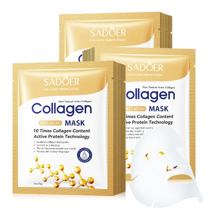 30pcs SADOER Collagen Face Mask skincare Moisturizing Firming Brightening Face Sheet Mask Facial Masks Skin Care