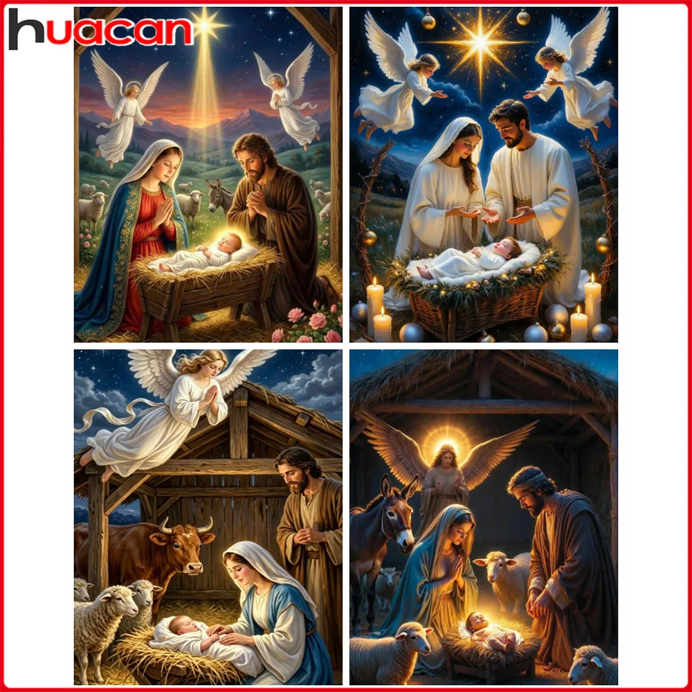 Cross Stitch Nativity Scene Embroidery Kits Religious Portrait Printed Canvas 11CT Thread Needlework Christmas Gift Home Decor