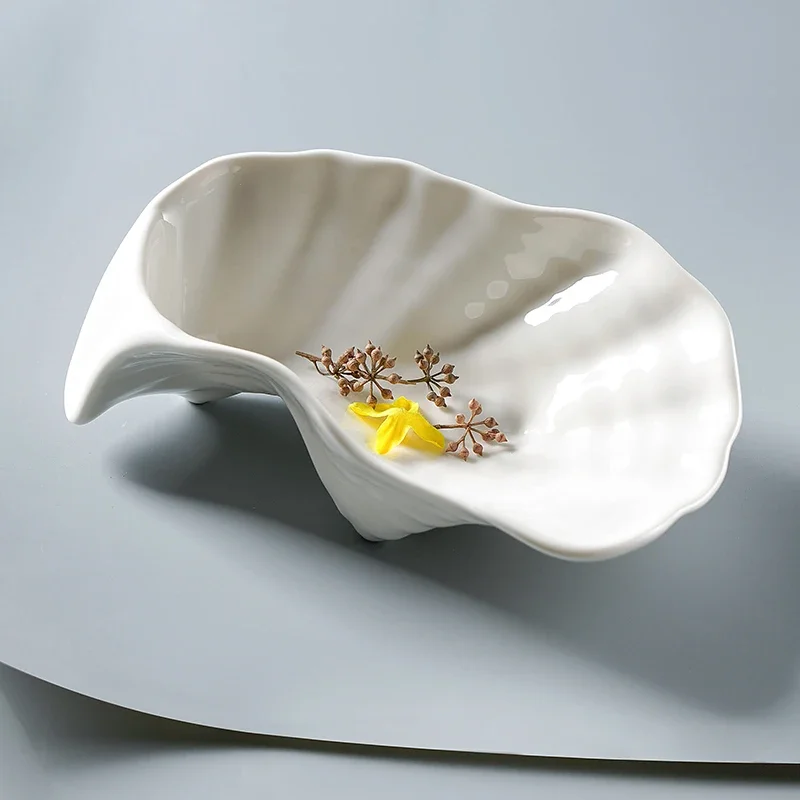 

Ceramic Shell Type Molecular Cuisine Western Tableware Artistic Conception Dish Molecular Dessert Salad Bowl Special-shaped Dish
