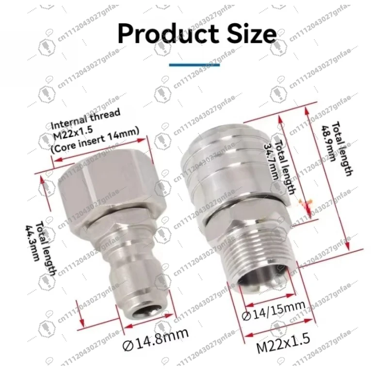 SS High Voltage, Quick Connection Kit, Automotive Power Cleaning Connector M22 Rotary to 3/8 