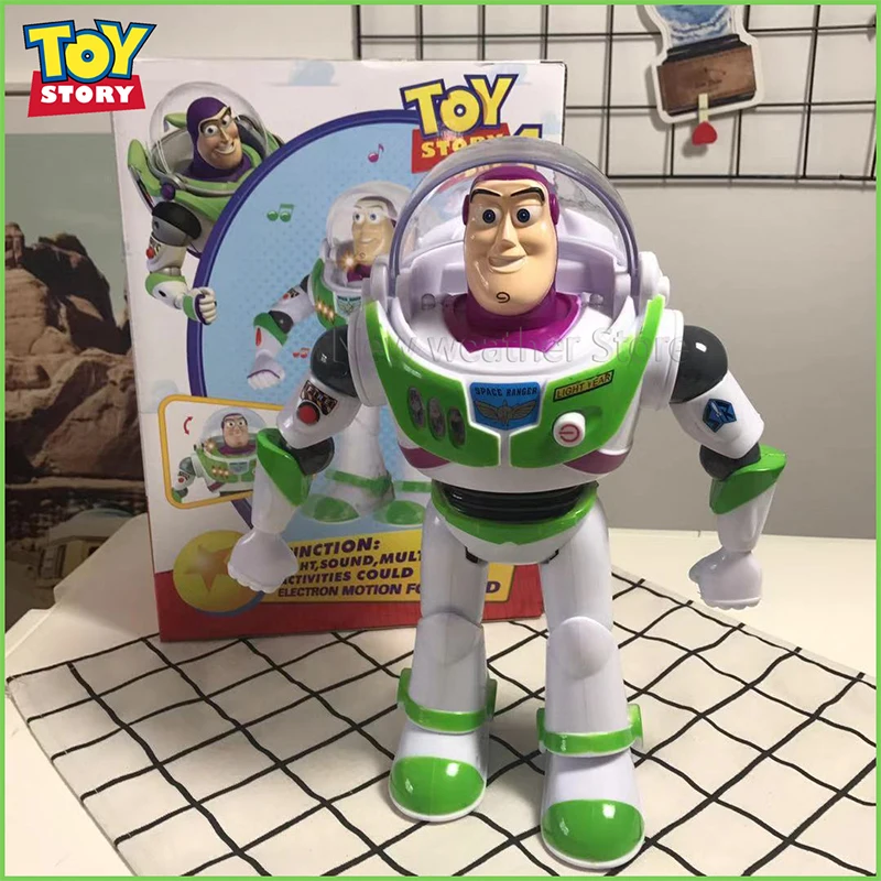 Toy Story Disney Buzz Lightyear Speaks With Sound And Light Can Move Woody Anime Action Figure The Doll Deformation Figure Model