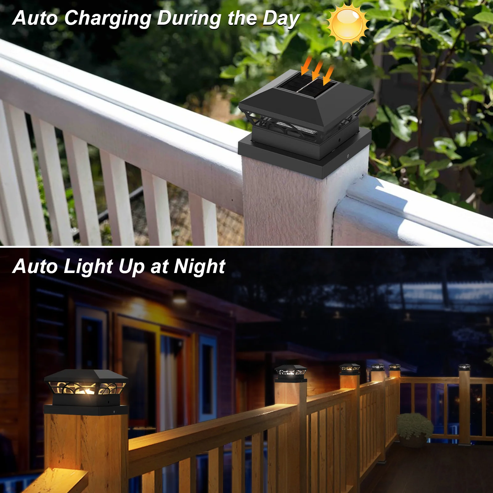 Imagem -04 - Outdoor Led Solar Post Light Villa Coluna Lâmpada Fence Gate Cabeça da Coluna Casa Portão Pátio Jardim Ip65 pc Pcs Pcs