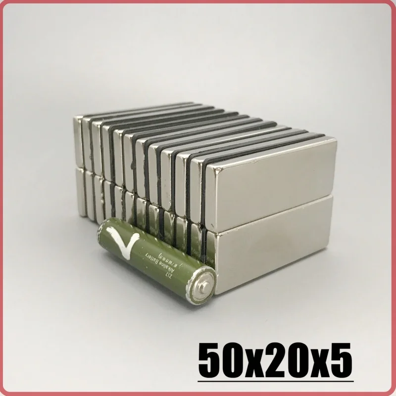 1/2/5/10Pcs Neodymium NdFeB N35 Block Magnets 50x20x5mm Strong Magnetic Tools Fridge Accessories Neodymium Materials