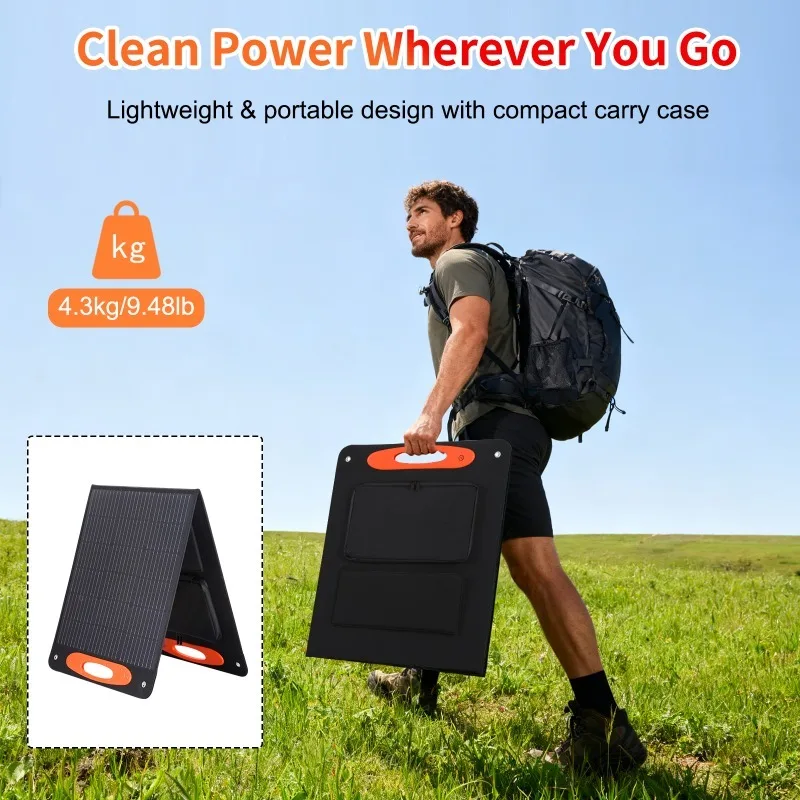 Heimerdinger 100W Monocrystalline Solar Panel, Foldable Design, USB/Type-C, Waterproof, for Camping, Travel, Outdoor​