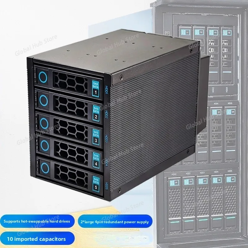 

Модуль клетки жесткого диска с 5 отсеками, с возможностью горячей замены, 3,5-дюймовый SATA SSD-накопитель данных для хранения данных для 3 X 5,25-дюймового оптического привода