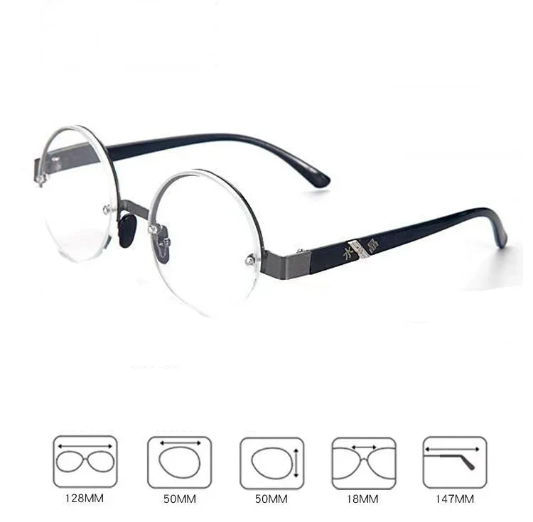 Men Anti-blue Light Reading Glasses HD Presbyopia Crystal Glass Lens Round Glasses Brown Far Sighted Eyeglasses 0 To +4.0