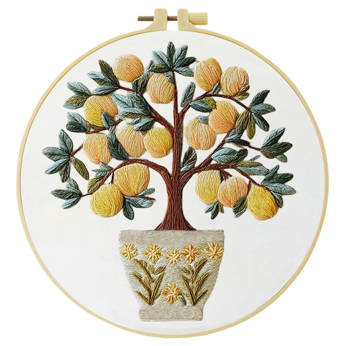 1 Stück 20X20CM/15X15CM 7,87/6,3 Zoll Obstbäume Stickerei Starter-Kit DIY-Kit DIY-Stickerei-Set für Anfänger – Detail 3
