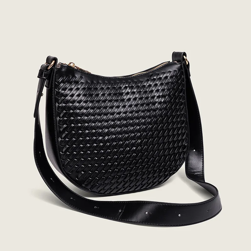 Semicírculo sela sacos para mulheres bolsas de grande capacidade tecelagem couro do plutônio senhoras ombro saco do mensageiro bolsa feminina totes