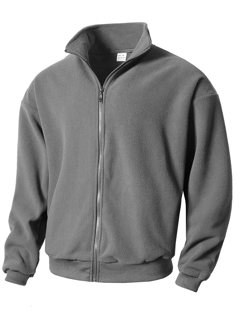 autumn winter New Men's pure color Casual turn-down collar Zipper Cardigan Fleece Coat  Men Trendy slim Zip Outerwear Tops