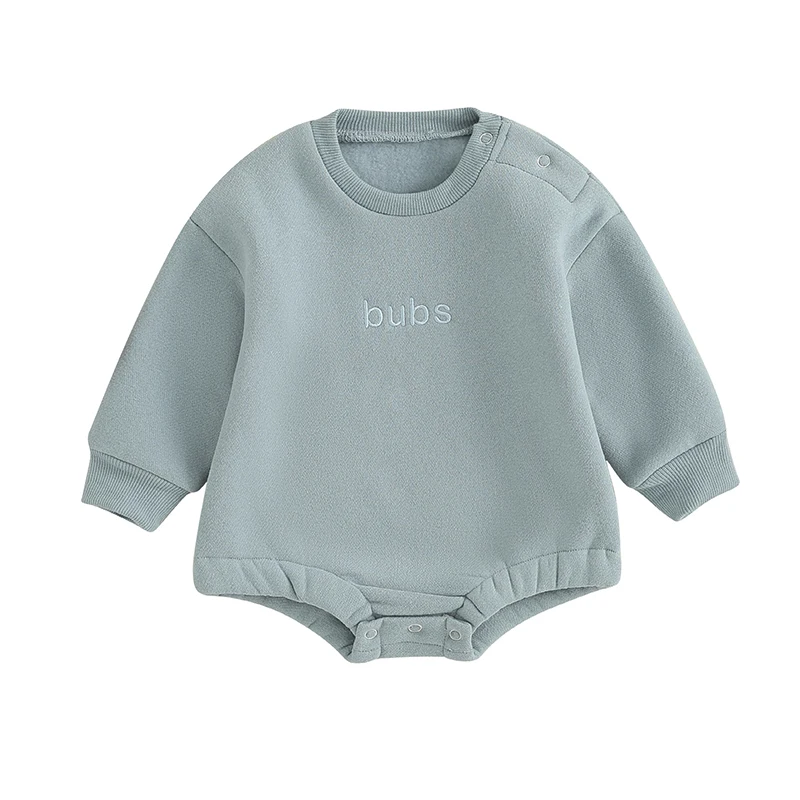 

Newborn Baby Girl Boy Bubs Letter Print Fleece Sweatshirt Romper Long Sleeve Oversized Romper Fall Warm Clothes