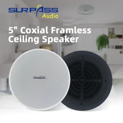 Coxial Framless In Ceiling Speakers for Home Stereo PA System 25W Bass Loudspeaker Hearing Column Flush-mounted Background Music