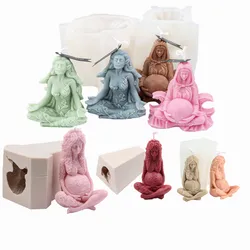 DIY Nature Gaia Mother Earth Statuary Silicon Candle Mold Moon Goddess Figurine Resin Decor Forest Nymph Statue Female Mould