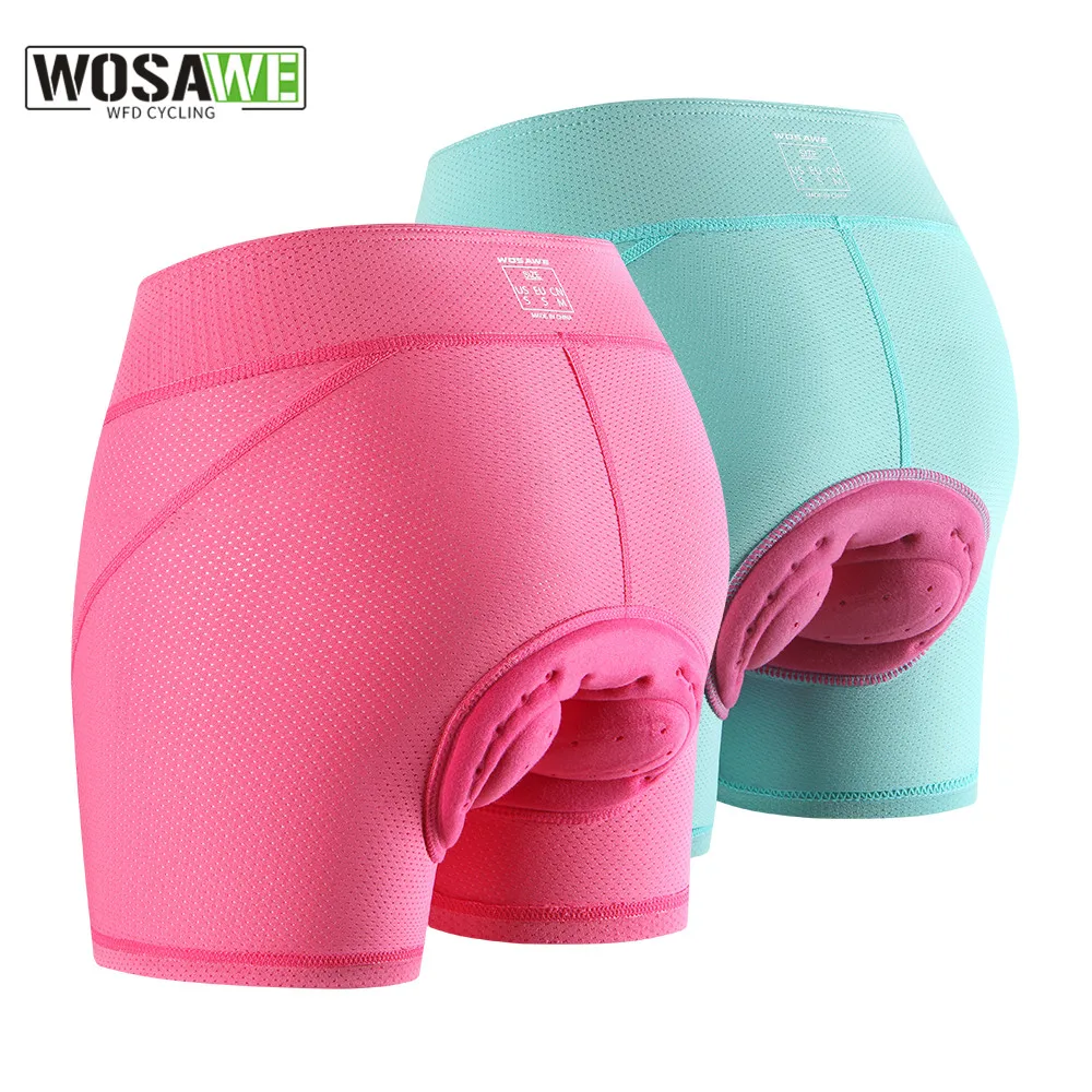 WOSAWE Women Cycling Shorts Bicycle Underpants 3D Gel Padded MTB Bike Short Pants for Gilrs Ladies High Waistline Sports Shorts