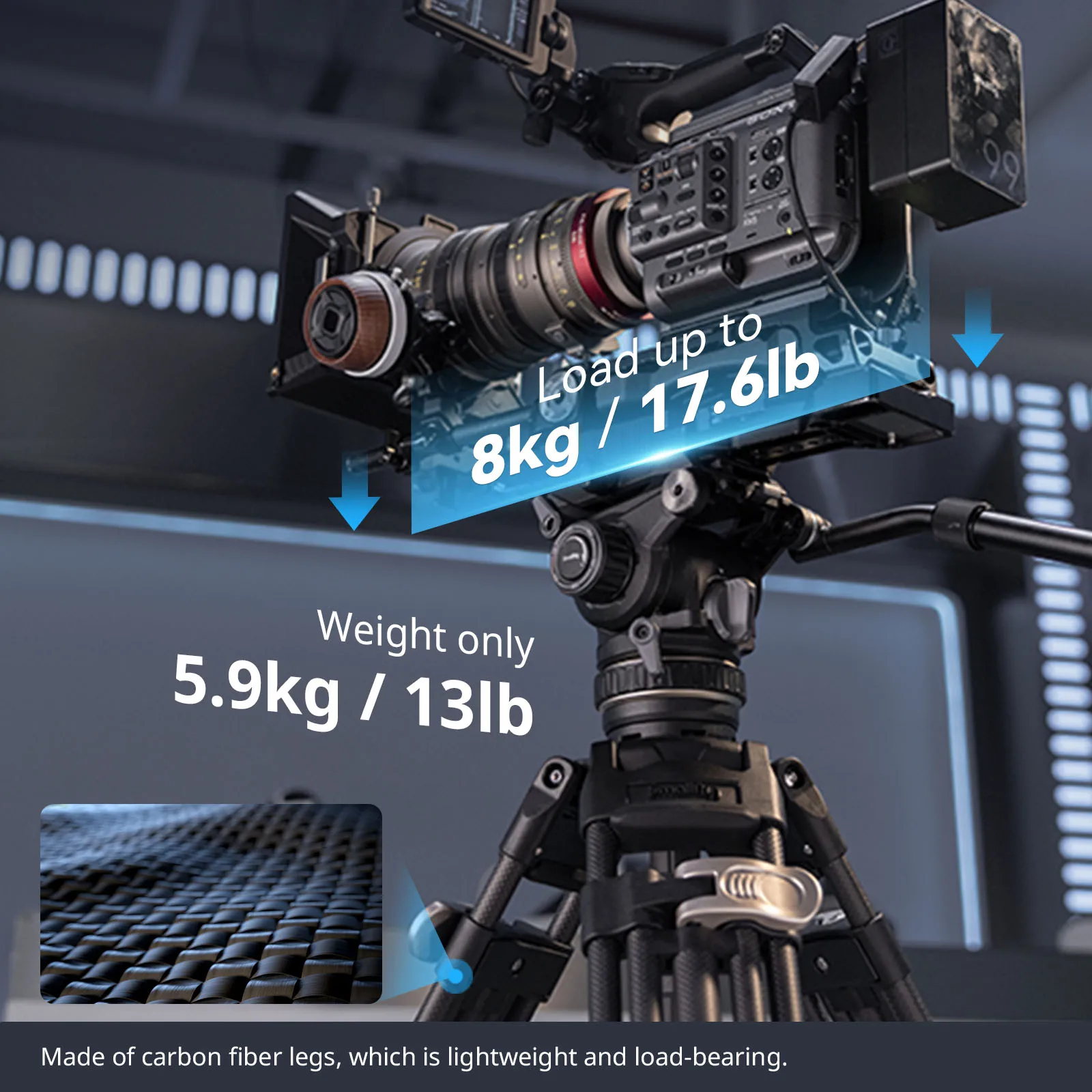 SmallRig AD-120 FreeBlazer カウンターバランス カーボンファイバー ビデオ三脚キット、77 インチ ビデオ三脚、6 段階カウンターバランス付き、調整可能