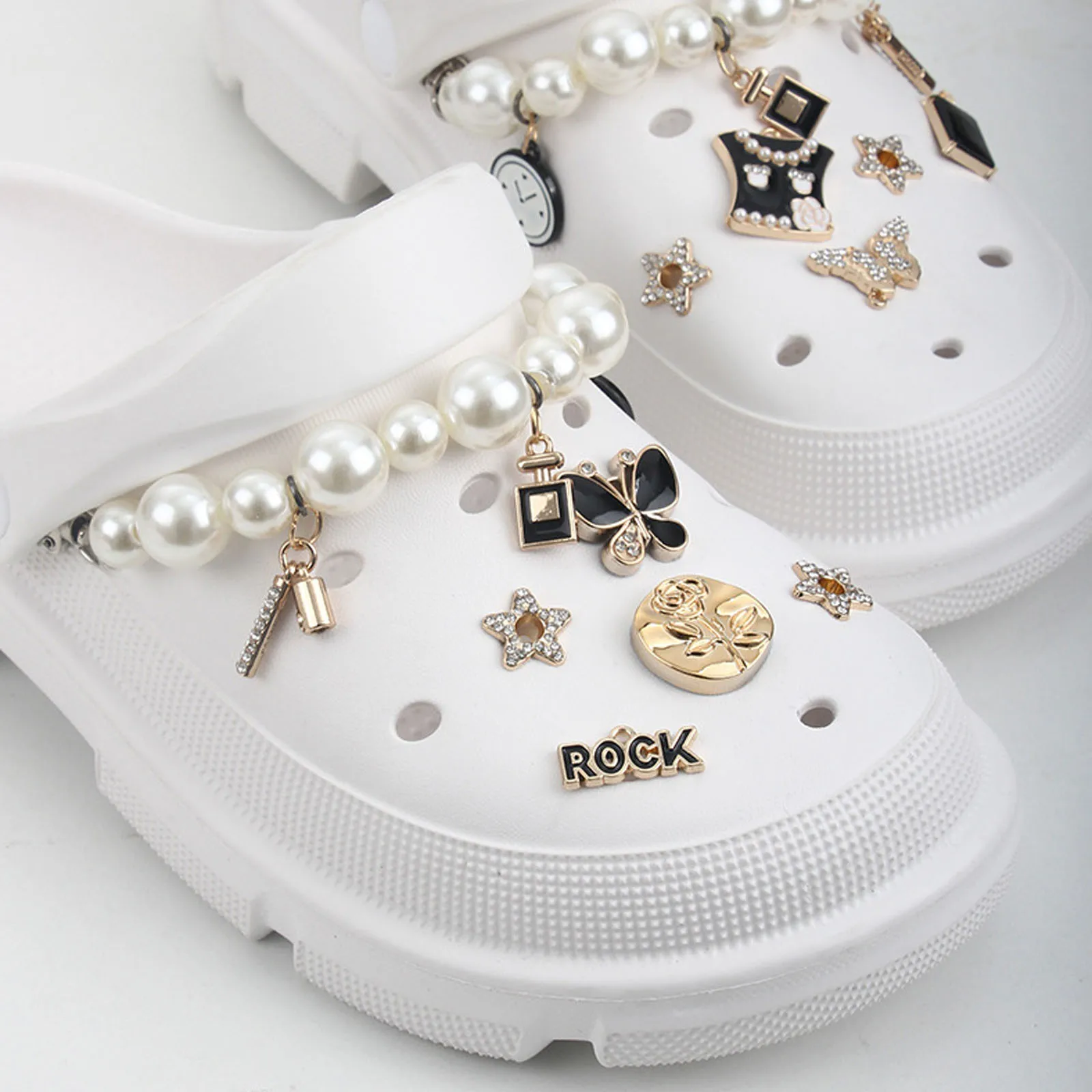 FAKE ALLOY Shoe Decoration Buckle Charms plastic pearl lace clothes butterfly Accessories DIY Combination birthday kids gift