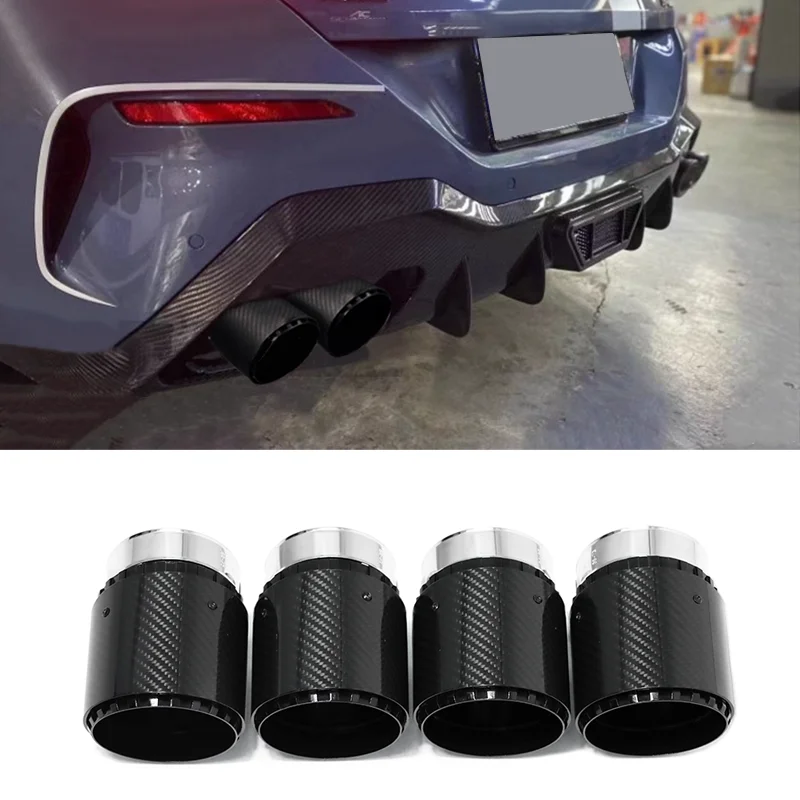 

Цельная автоматическая универсальная выхлопная труба из углеродного волокна, настройка из алюминиевого сплава, черная одинарная выхлопная труба для BMW, наконечник сопла
