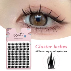 Yelix 10-13mm Cluster Lashes Y2k Anime Eyelashes Soft High Quality DIY Eyelash Extension KIT Japanese Makeup Manga False Lashes