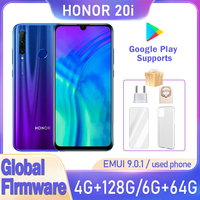 HONOR 20i smartphone global firmware Android 9.0 EMUI 9.0.1 CPU Haisi Qilin 710  6.21 inch front camera 32MP used phone