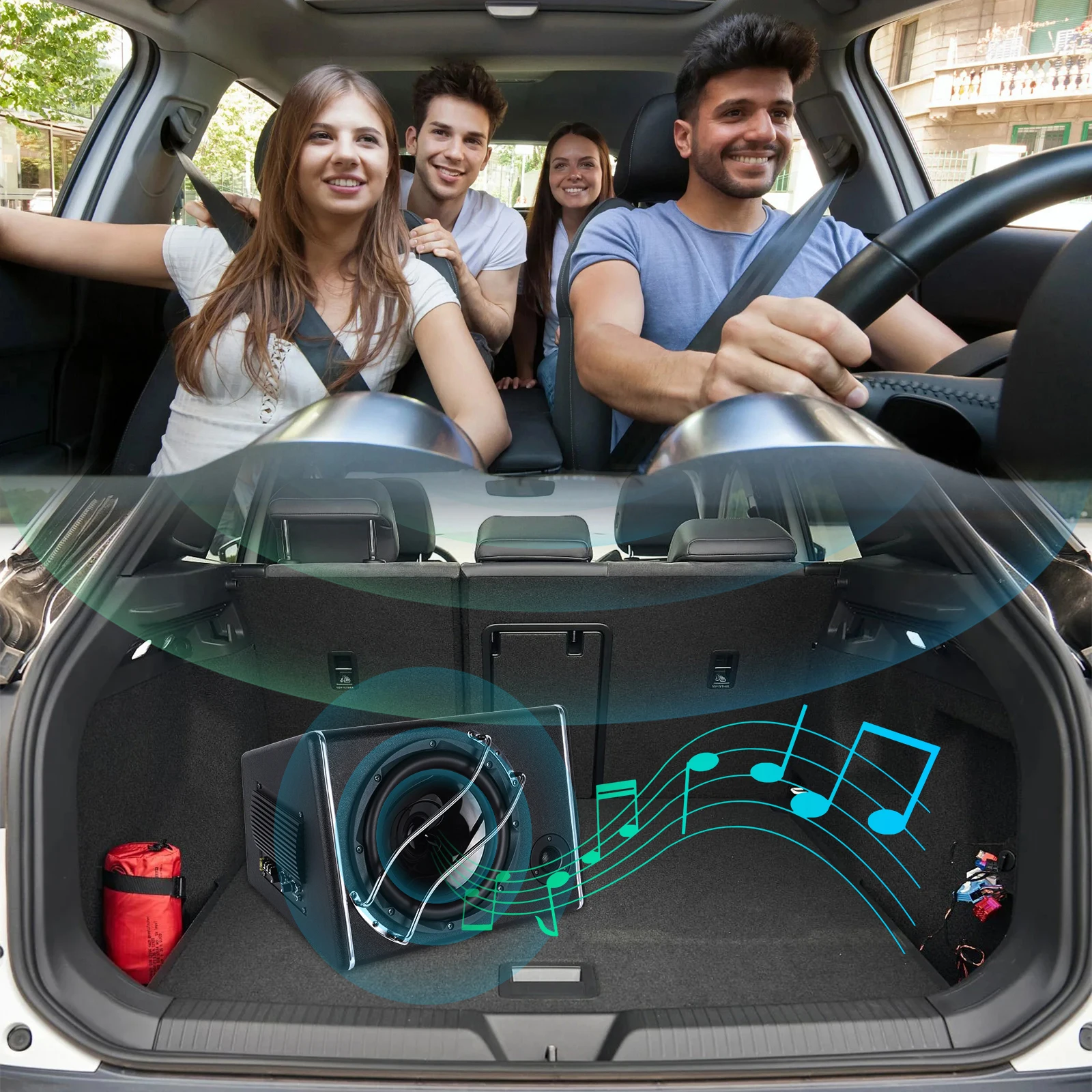 Podofo 1 Set 10 Zoll 3800W Auto-Subwoofer mit Bandpass-Subwoofergehäuse für 12V Auto LKW Marine Boot Audio-Upgrade – Detail 2