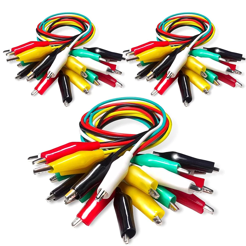 10pcs 50cm Alligator Clips Double-ended Crocodile Clips Cable Electrical DIY Test Leads Jumper Wire Clamp Crocodiles for Battery