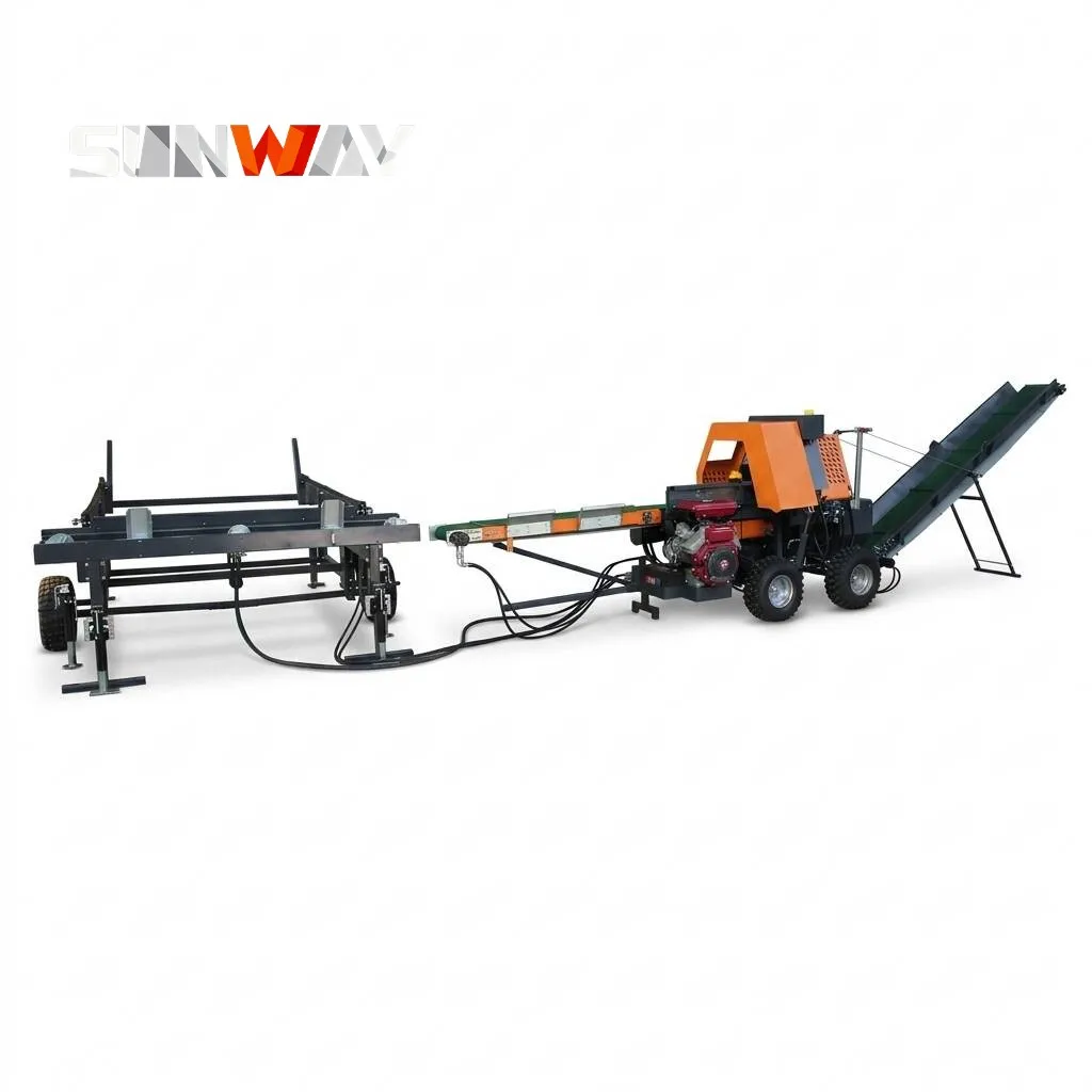 

Factory Direct Sales 20T Automatic Powered Log Splitter Firewood Processor Conveyor Core Components Motor High