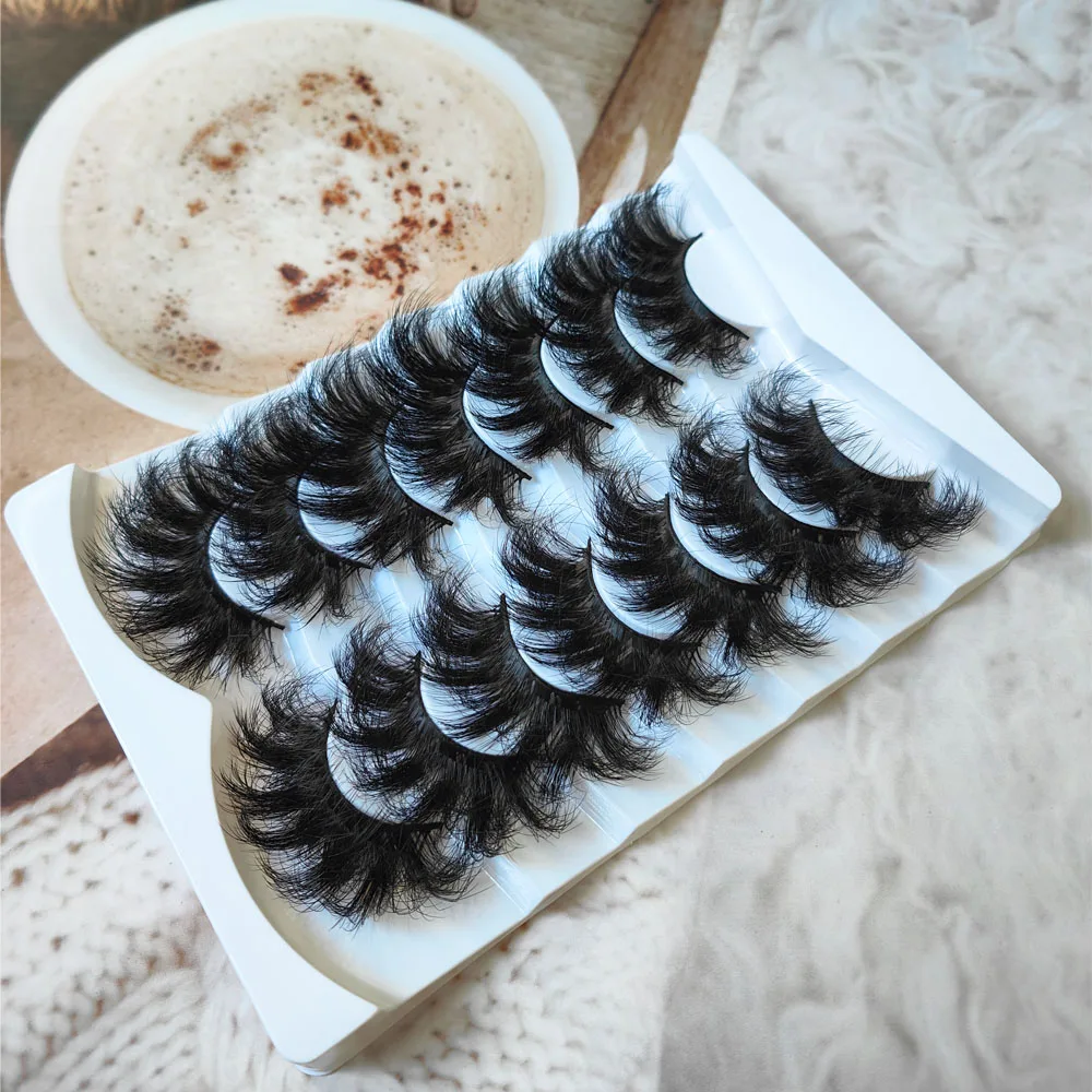 ICYCHEER 7ペア ドラマティックまつげ ロング＆ボリューム 25mm ロングアイラッシュ フェイクミンク 3D メッシーアイラッシュ フルストリップ ソフト 再利用可能