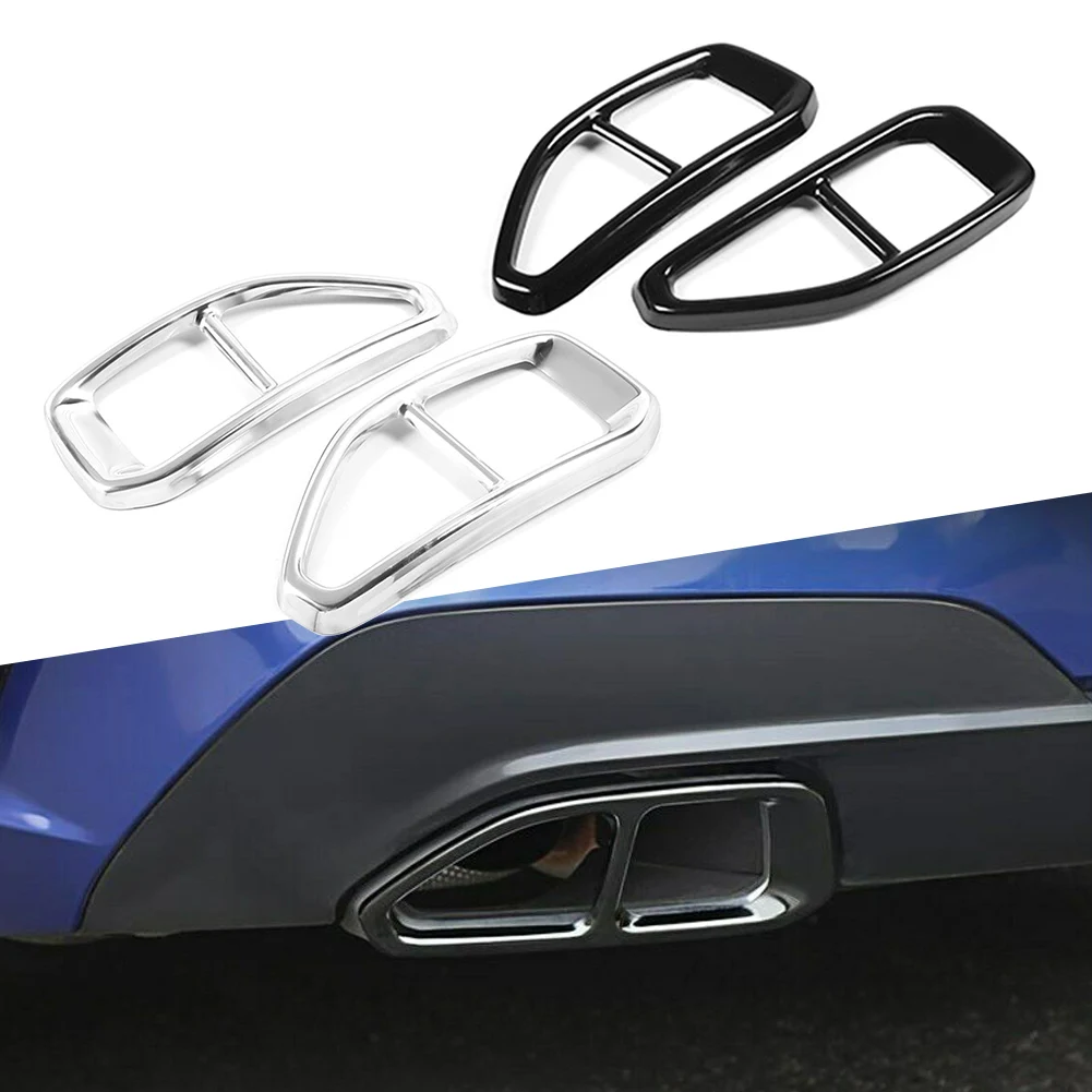 1Pair Car Exhaust Muffler Pipe Tip Tailpipe Cover Decorative Trim For BMW 3 series G20 G28 2020 2021 2022 2023 Stainless Steel