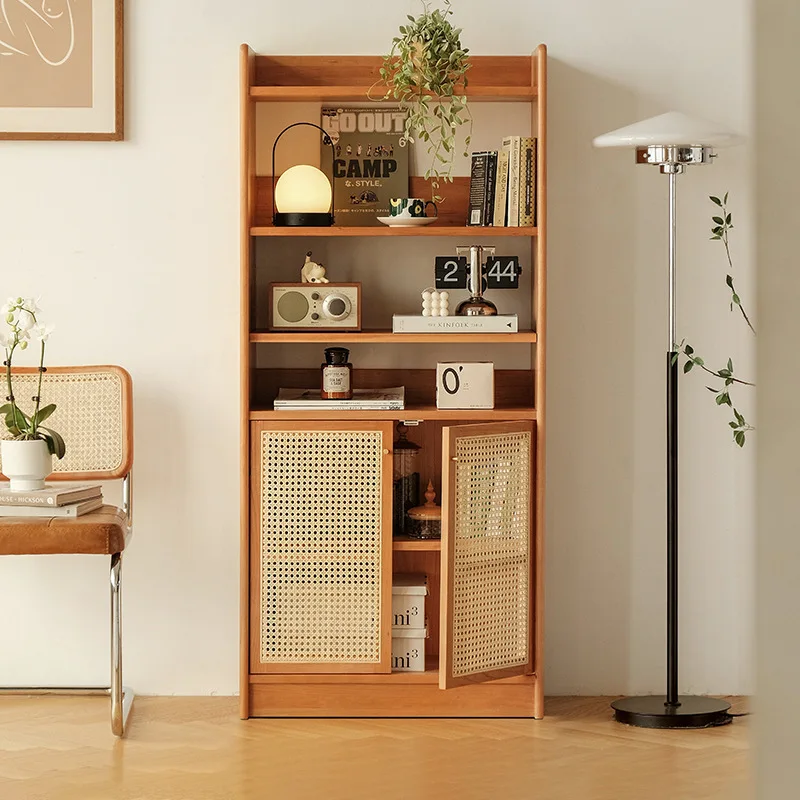 Rattan storage shelves, display racks, lockers,cherry wood books