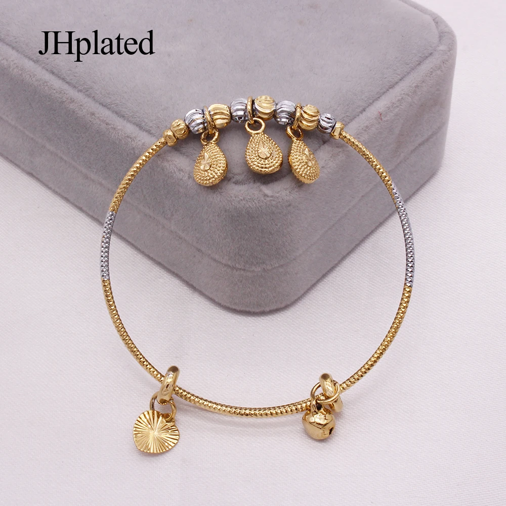 Women Gold silver two color bangles Party wedding gifts African Ethiopia bell heart bangles jewelry Adjustable size Bracelet