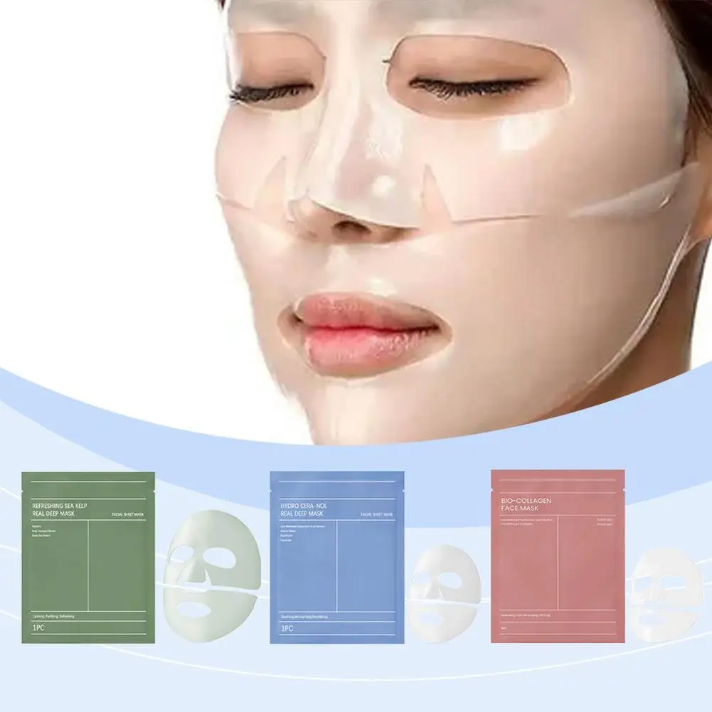 

2/3PC Seaweed Collagen Essence Full Face Facial Mask Sheet Deep Collagen Overnight Face Mask Brighten Moisturizing Hydrogel Mask