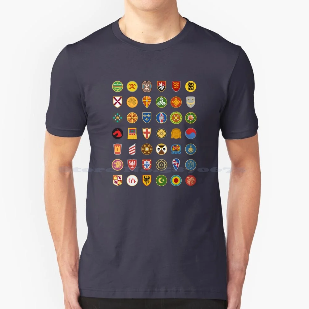 Civilizations Emblems T Shirt 100% Cotton Tee Age Of Empires 2 Age Of Empires Ii Aoe2 Build Order Arabia Knight Fast Castle