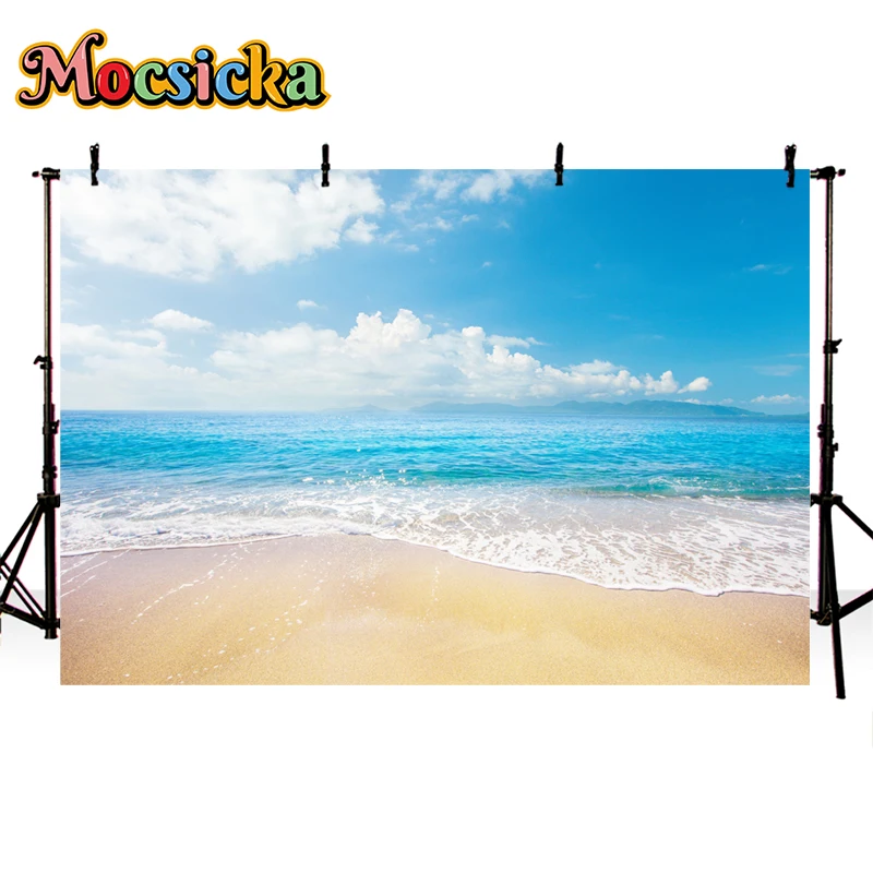 Mocsicka ฉากพื้นหลังสำหรับถ่ายภาพในฤดูร้อนชายหาดดวงอาทิตย์สำหรับเด็กผู้ใหญ่ภาพเล่นเซิร์ฟภาพพื้นหลังสำหรับตกแต่งห้องอาบน้ำสำหรับเด็กทารกสตูดิโอถ่ายภาพ