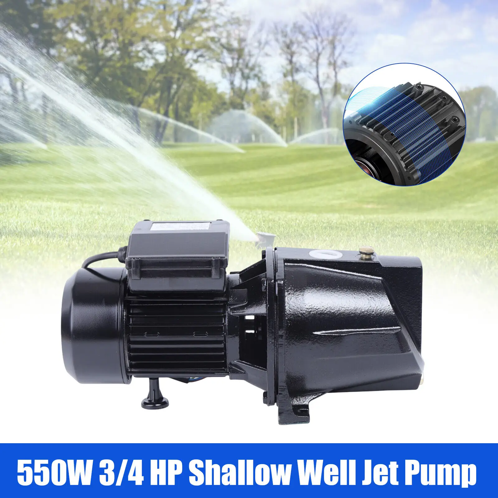 3/4 HP Shallow Well Jet Pump w/ Pressure Switch Heavy Duty Jet 3420RPM Pump 550W 110V Irrigate the Garden Tools NEW