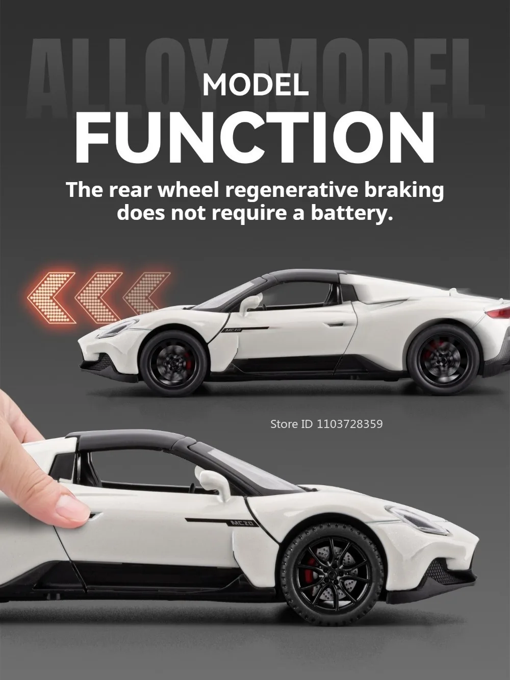 Sportwagen im Maßstab 1:32 Modell MC20 Tomahawk SRT Spielzeug Legierung Druckguss Sound Licht Türen geöffnet zurückziehen Ornament Supercars für Kinder – Detail 9