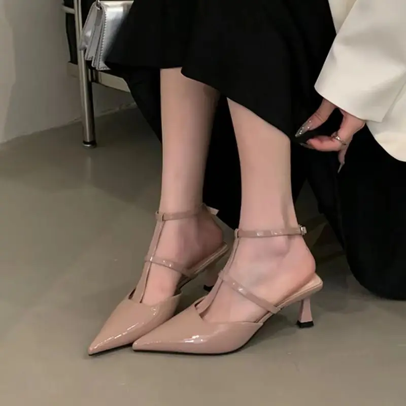 

Sexy Designer Sandals Woman Thin High Heels Pumps Street Style Buckle Strap Pointed Toe Party Banquet Strippers ​Shoes Female