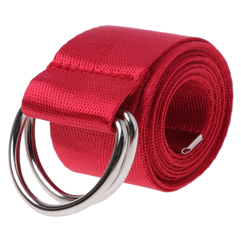 Double Ring Buckle Waist Belt Candy Color Canvas Solid Color For Men And Women