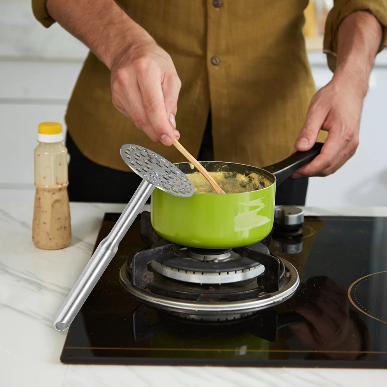 Compact Stainless Steel Potato Masher Tool for Mashed Potatoes Avocado Smashing Beans Crushing Pumpkin Ricer Handheld Vegetable